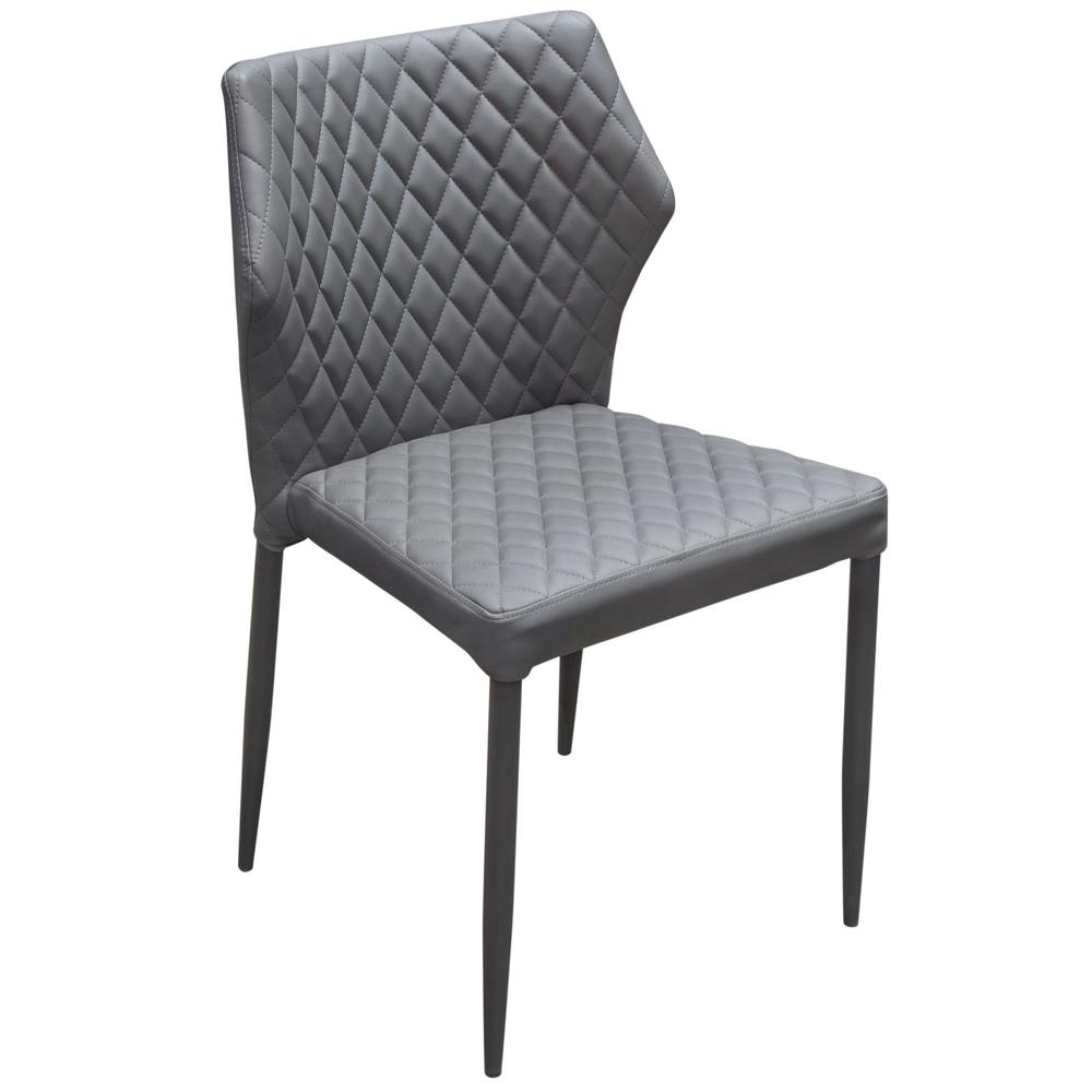 Milo 4-Pack Dining Chairs in Grey Diamond Tufted Leatherette with Black Legs. Picture 23