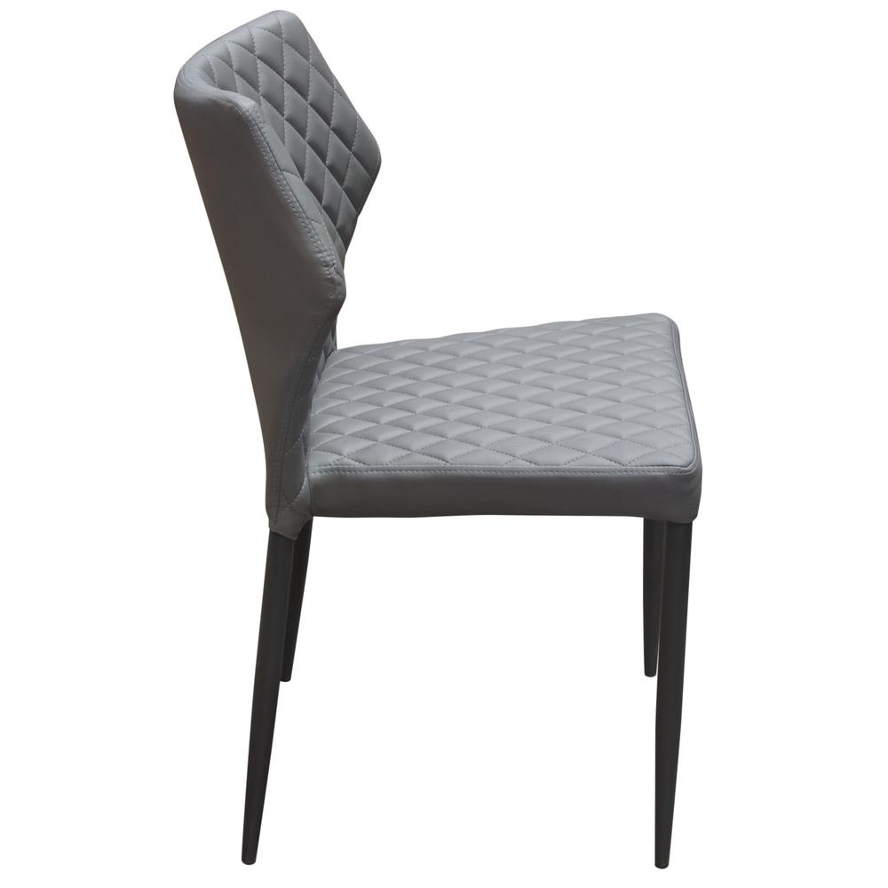 Milo 4-Pack Dining Chairs in Grey Diamond Tufted Leatherette with Black Legs. Picture 34