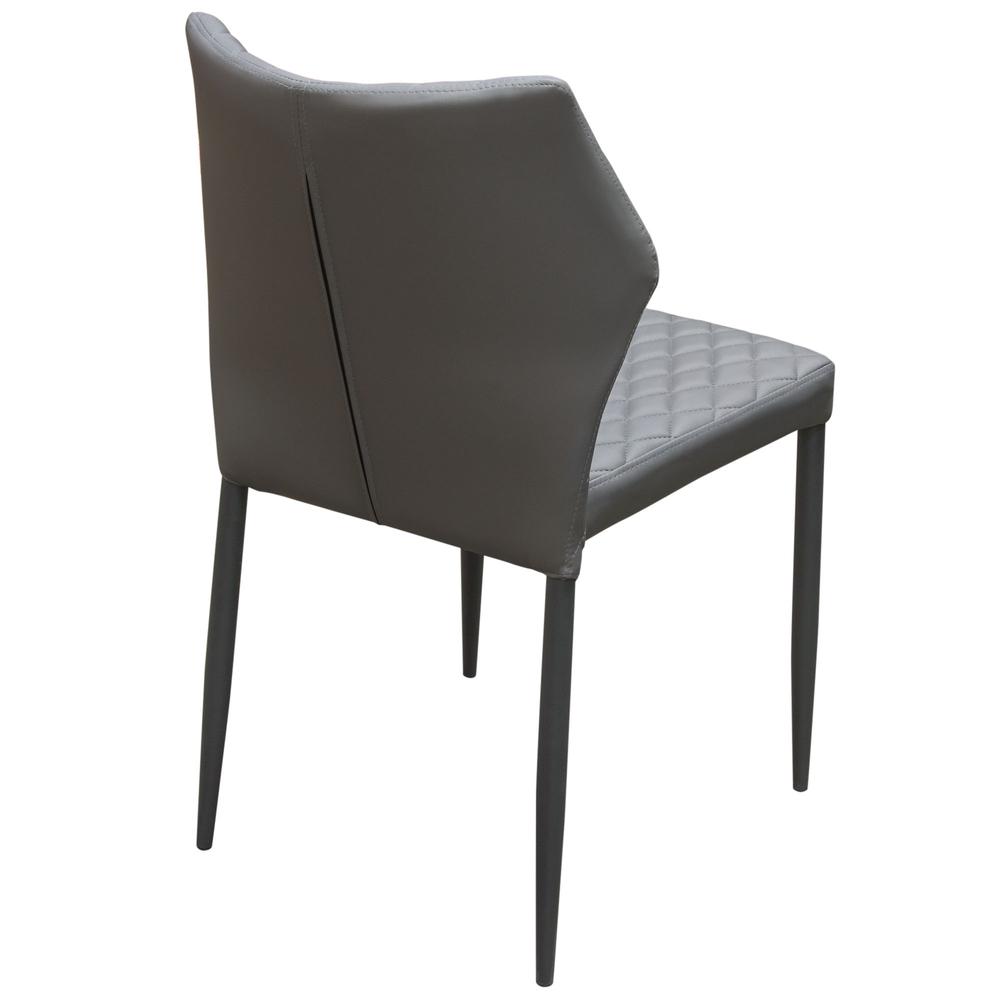 Milo 4-Pack Dining Chairs in Grey Diamond Tufted Leatherette with Black Legs. Picture 20