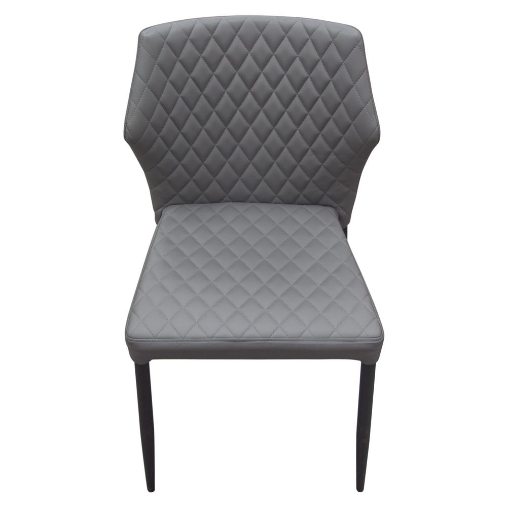 Milo 4-Pack Dining Chairs in Grey Diamond Tufted Leatherette with Black Legs. Picture 27