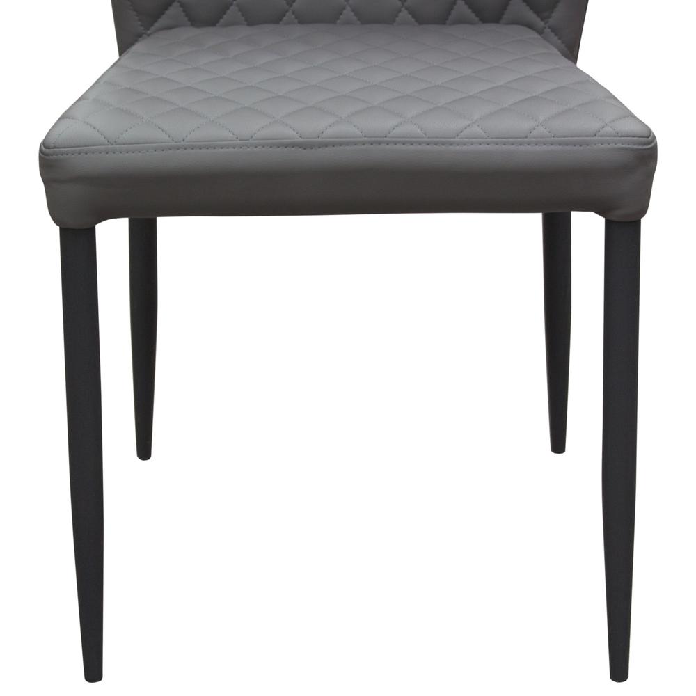 Milo 4-Pack Dining Chairs in Grey Diamond Tufted Leatherette with Black Legs. Picture 25