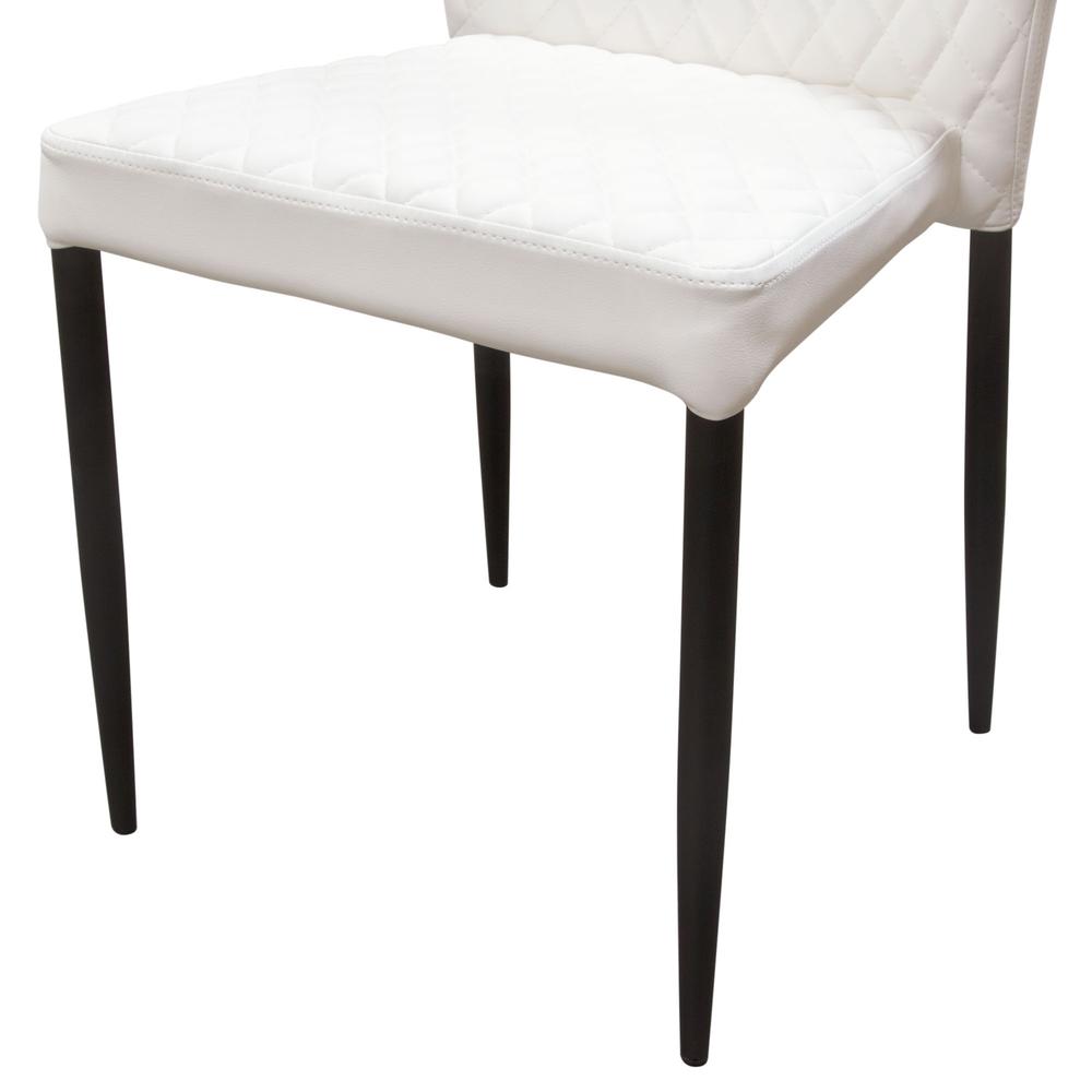 Milo 4-Pack Dining Chairs in White Diamond Tufted Leatherette with Black Legs. Picture 28