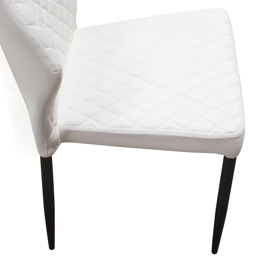 Milo 4-Pack Dining Chairs in White Diamond Tufted Leatherette with Black Legs. Picture 24