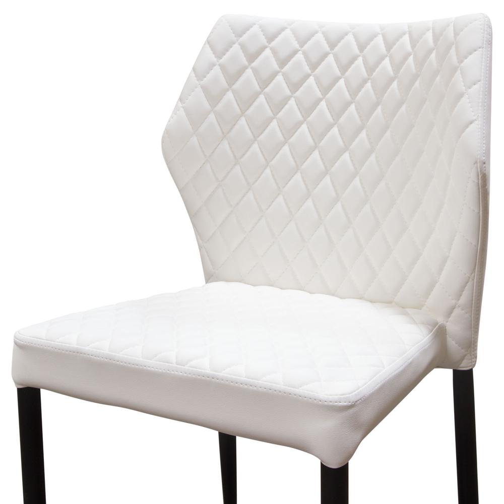 Milo 4-Pack Dining Chairs in White Diamond Tufted Leatherette with Black Legs. Picture 23
