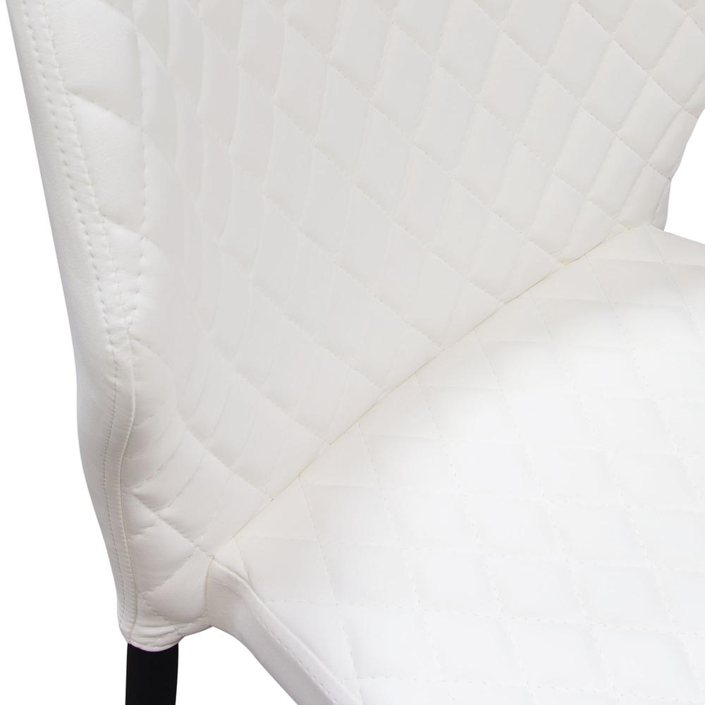 Milo 4-Pack Dining Chairs in White Diamond Tufted Leatherette with Black Legs. Picture 21