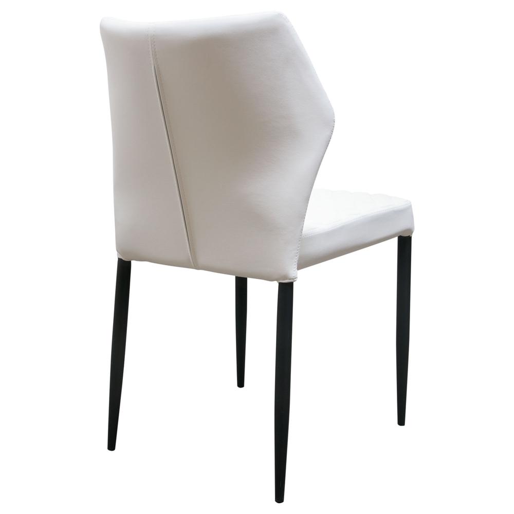 Milo 4-Pack Dining Chairs in White Diamond Tufted Leatherette with Black Legs. Picture 30
