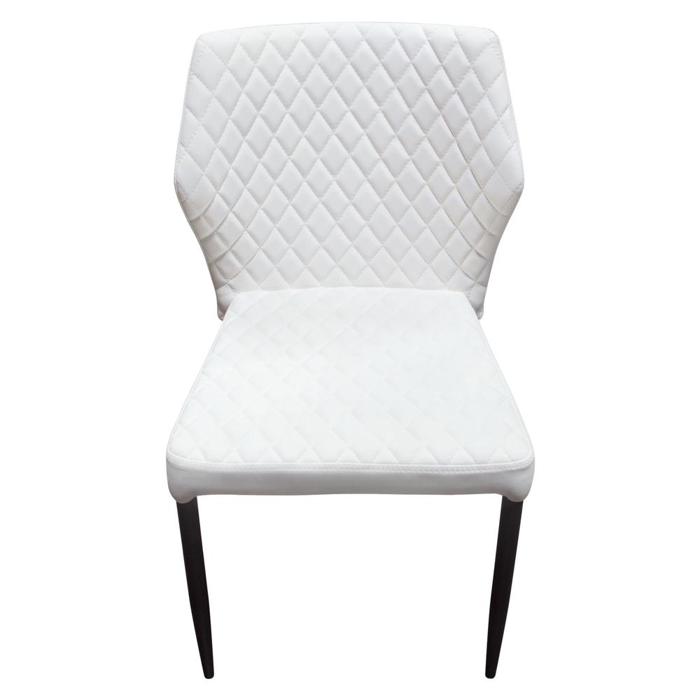 Milo 4-Pack Dining Chairs in White Diamond Tufted Leatherette with Black Legs. Picture 25