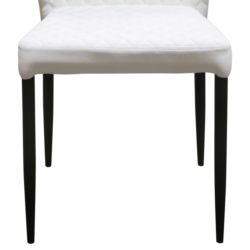 Milo 4-Pack Dining Chairs in White Diamond Tufted Leatherette with Black Legs. Picture 26