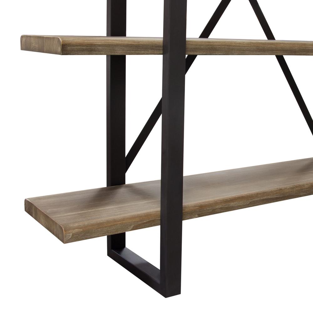 Montana 73" 4-Tiered Shelf Unit in Rustic Oak Finish with Iron Frame. Picture 34