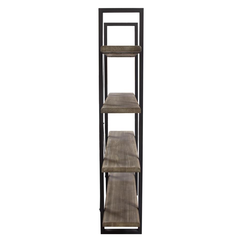 Montana 73" 4-Tiered Shelf Unit in Rustic Oak Finish with Iron Frame. Picture 25