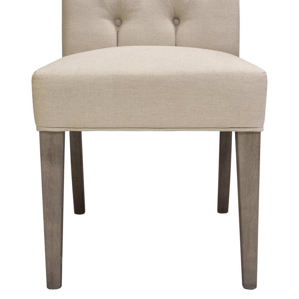Set of Two Napa Tufted Dining Side Chairs in Sand Linen Fabric with Wood Legs in Grey Oak Finish by Diamond Sofa. Picture 17