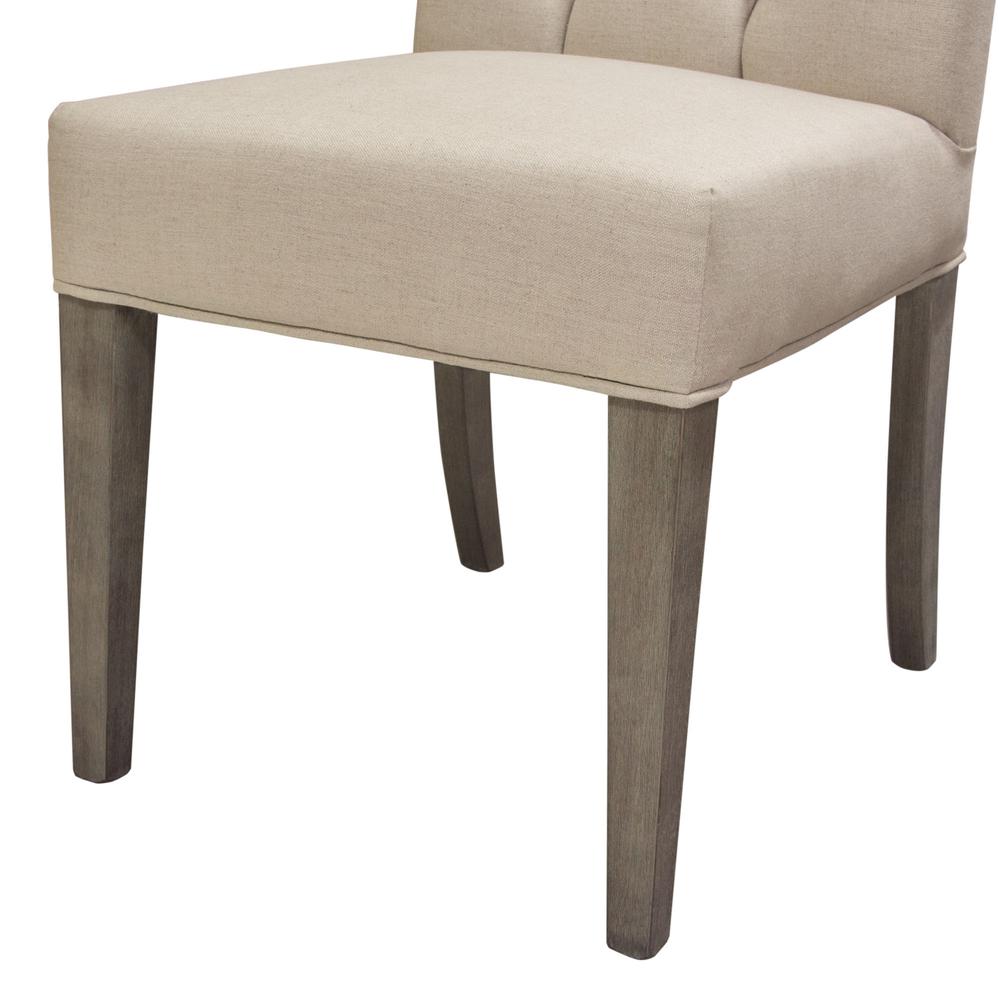 Set of Two Napa Tufted Dining Side Chairs in Sand Linen Fabric with Wood Legs in Grey Oak Finish by Diamond Sofa. Picture 21