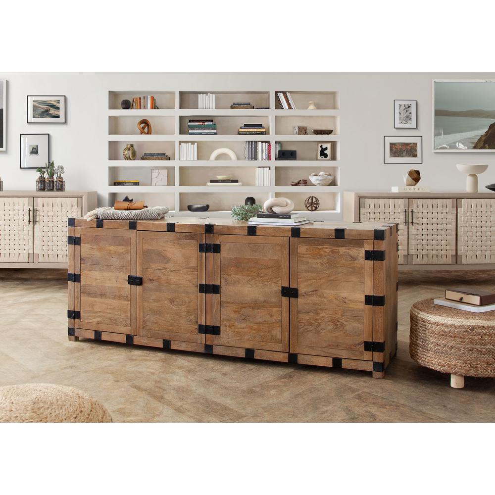 Oxford Solid Mango Wood 4-Door Sideboard by Diamond Sofa. Picture 14