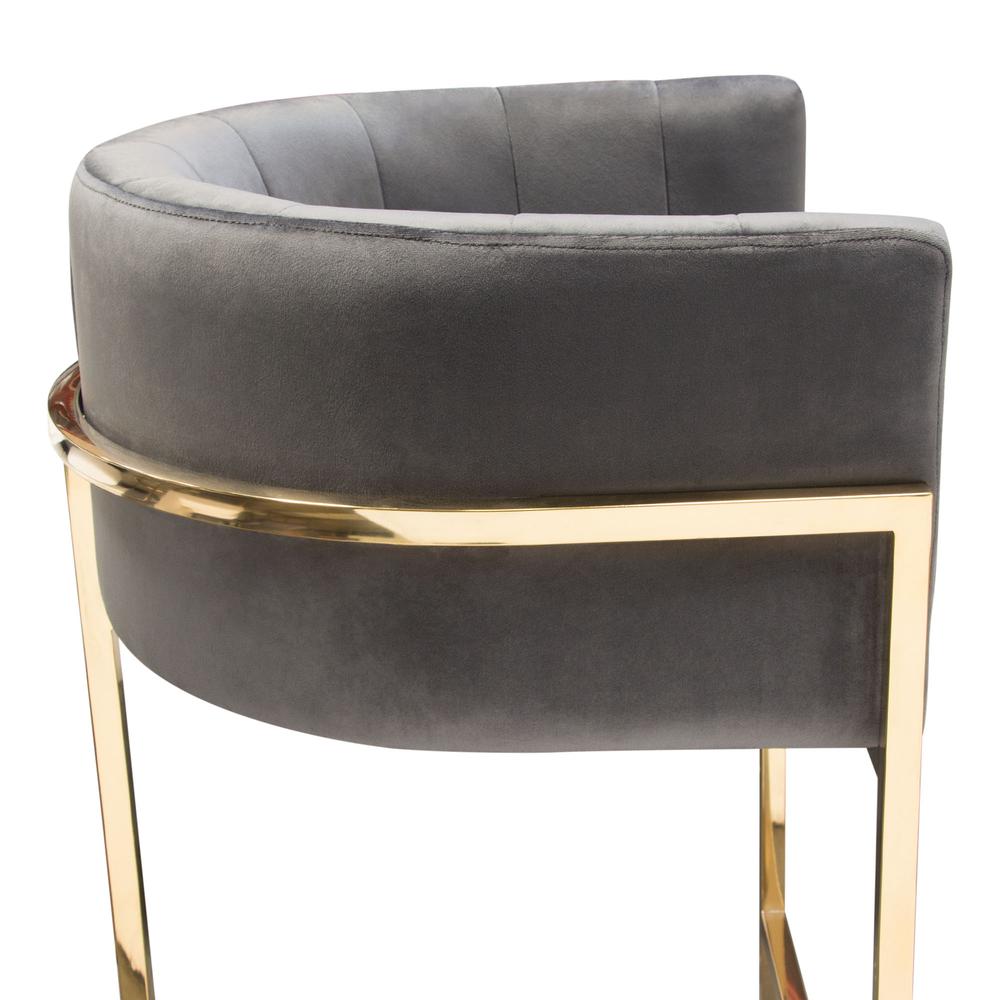 Pandora Bar Height Chair in Grey Velvet with Polished Gold Frame by Diamond Sofa. Picture 27