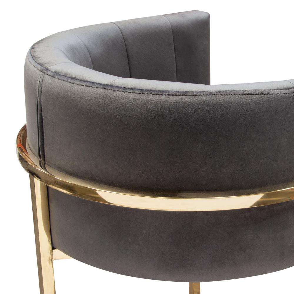Pandora Bar Height Chair in Grey Velvet with Polished Gold Frame by Diamond Sofa. Picture 22
