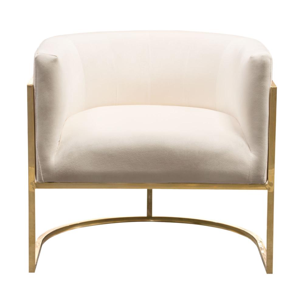 Pandora Accent Chair in Cream Velvet with Polished Gold Stainless Steel Frame by Diamond Sofa. Picture 1