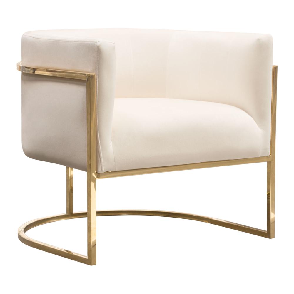 Pandora Accent Chair in Cream Velvet with Polished Gold Stainless Steel Frame by Diamond Sofa. Picture 17