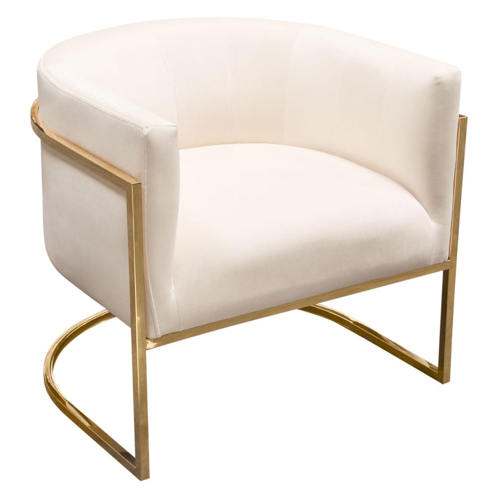 Pandora Accent Chair in Cream Velvet with Polished Gold Stainless Steel Frame by Diamond Sofa. Picture 22