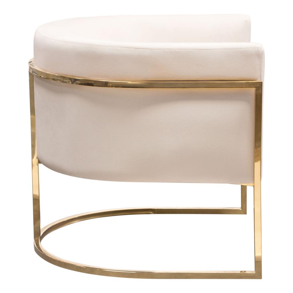Pandora Accent Chair in Cream Velvet with Polished Gold Stainless Steel Frame by Diamond Sofa. Picture 21