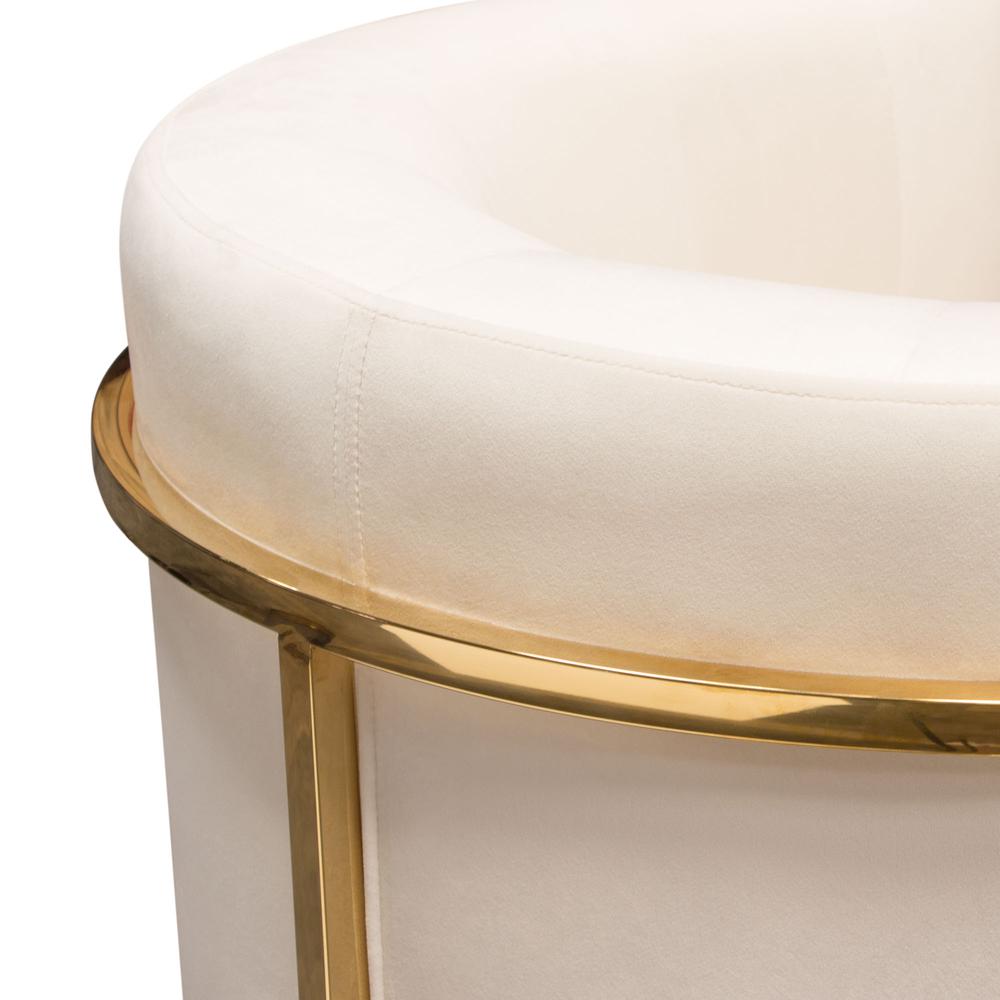 Pandora Accent Chair in Cream Velvet with Polished Gold Stainless Steel Frame by Diamond Sofa. Picture 27