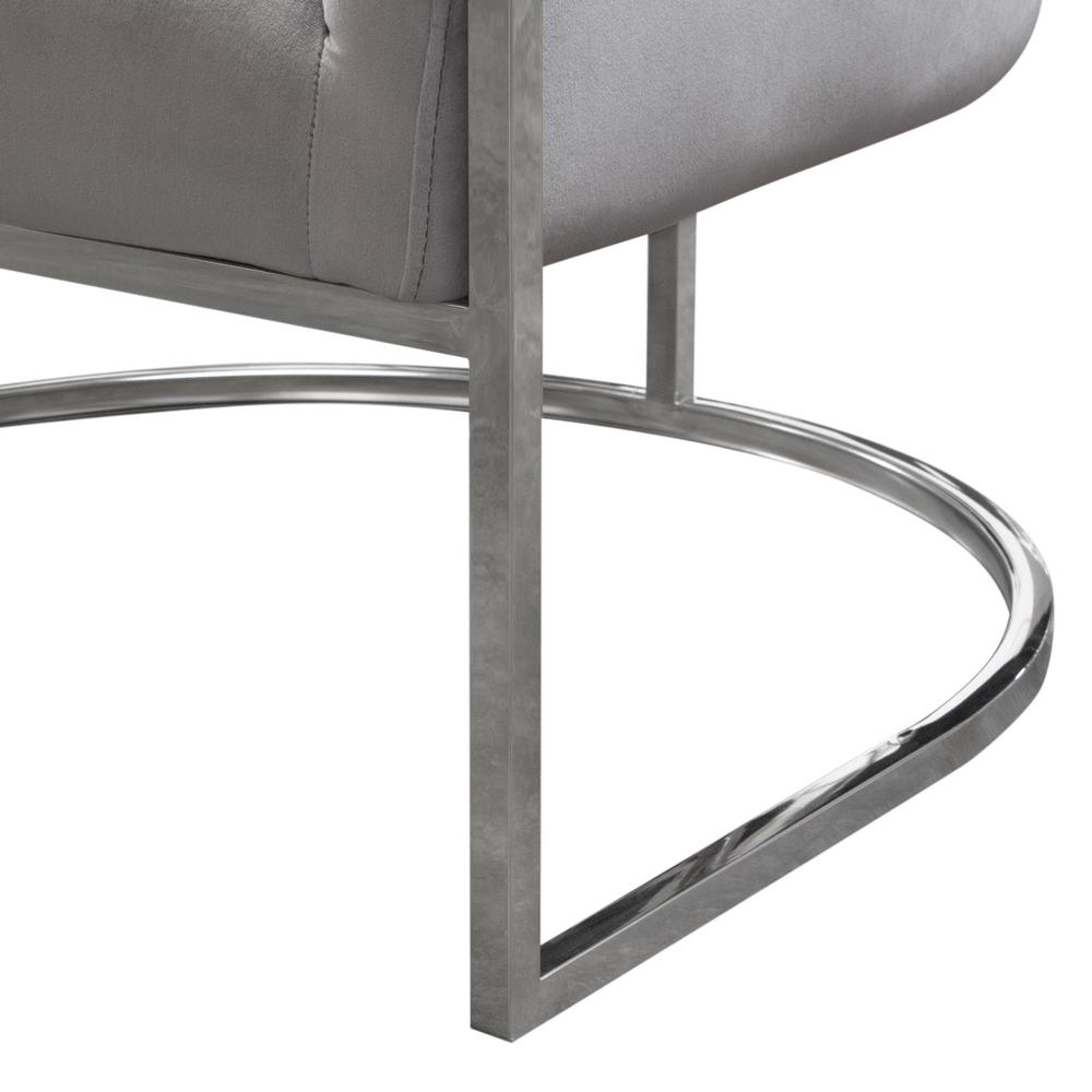 Pandora Accent Chair in Grey Velvet with Polished Silver Stainless Steel Frame by Diamond Sofa. Picture 21