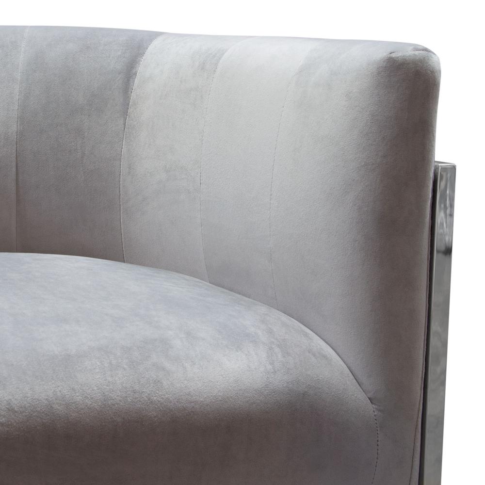 Pandora Accent Chair in Grey Velvet with Polished Silver Stainless Steel Frame by Diamond Sofa. Picture 18
