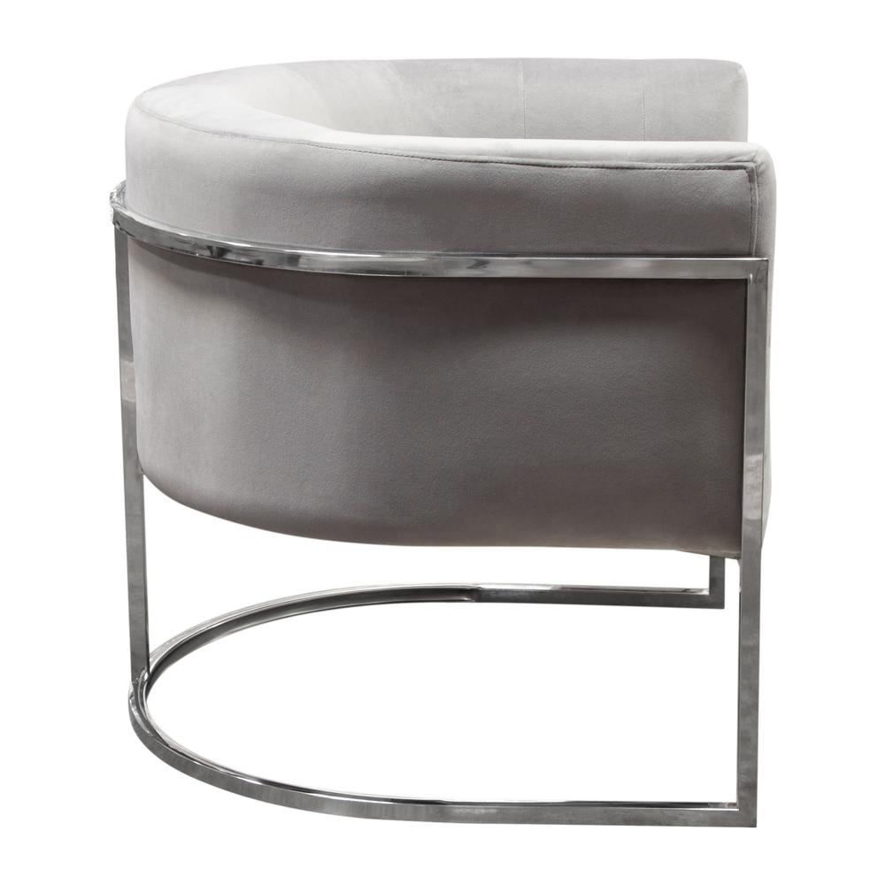 Pandora Accent Chair in Grey Velvet with Polished Silver Stainless Steel Frame by Diamond Sofa. Picture 20