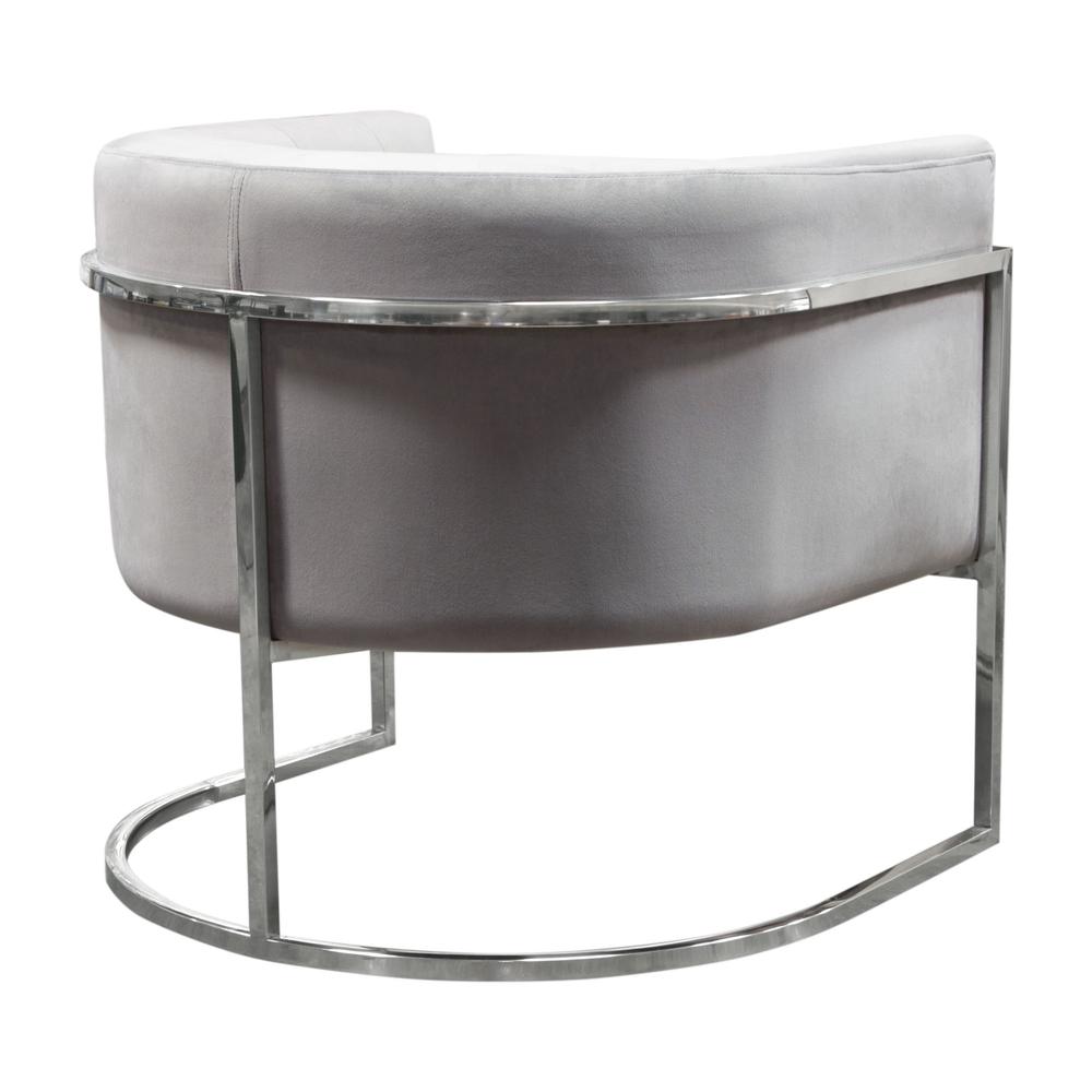 Pandora Accent Chair in Grey Velvet with Polished Silver Stainless Steel Frame by Diamond Sofa. Picture 30