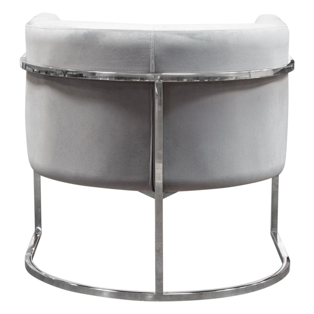 Pandora Accent Chair in Grey Velvet with Polished Silver Stainless Steel Frame by Diamond Sofa. Picture 22