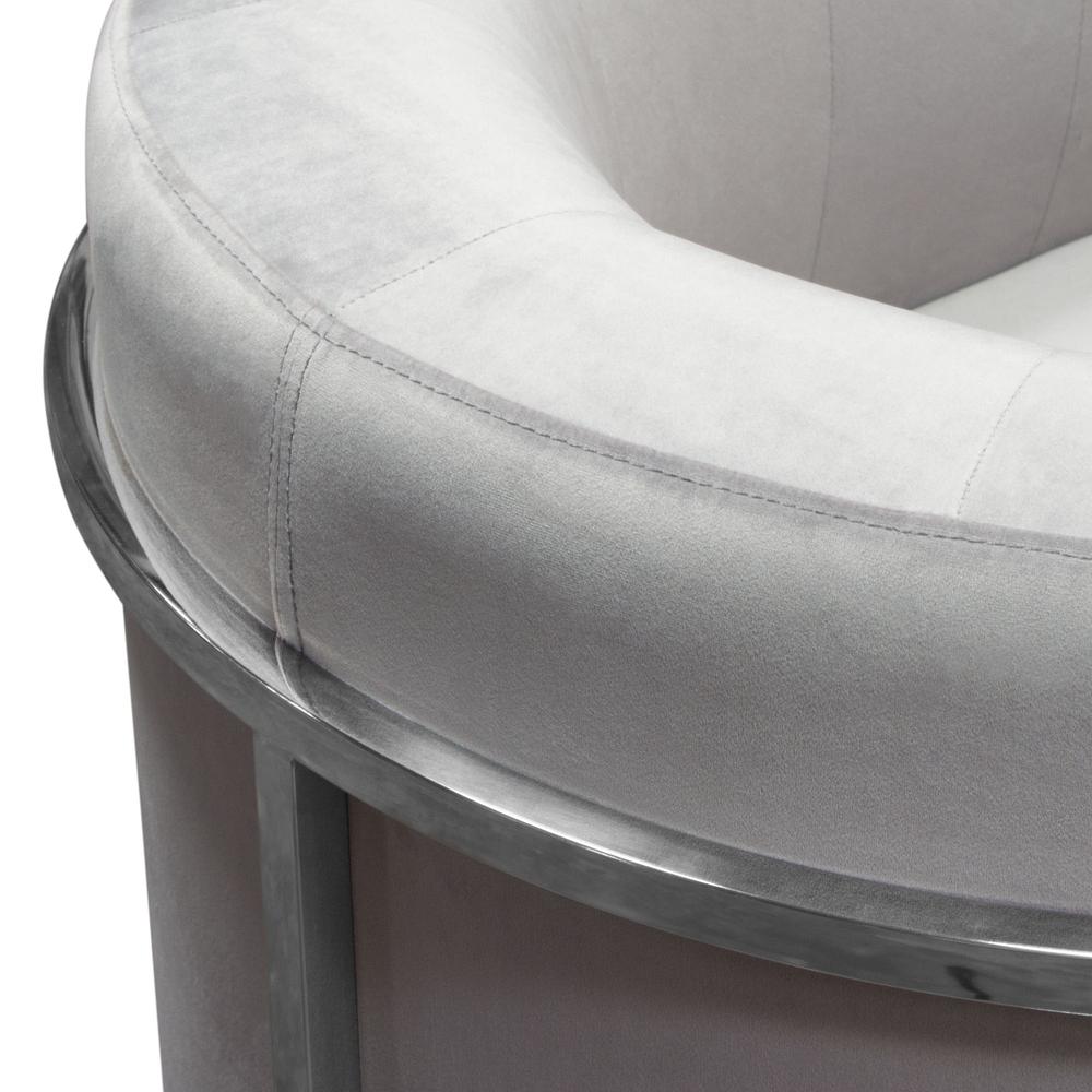 Pandora Accent Chair in Grey Velvet with Polished Silver Stainless Steel Frame by Diamond Sofa. Picture 17
