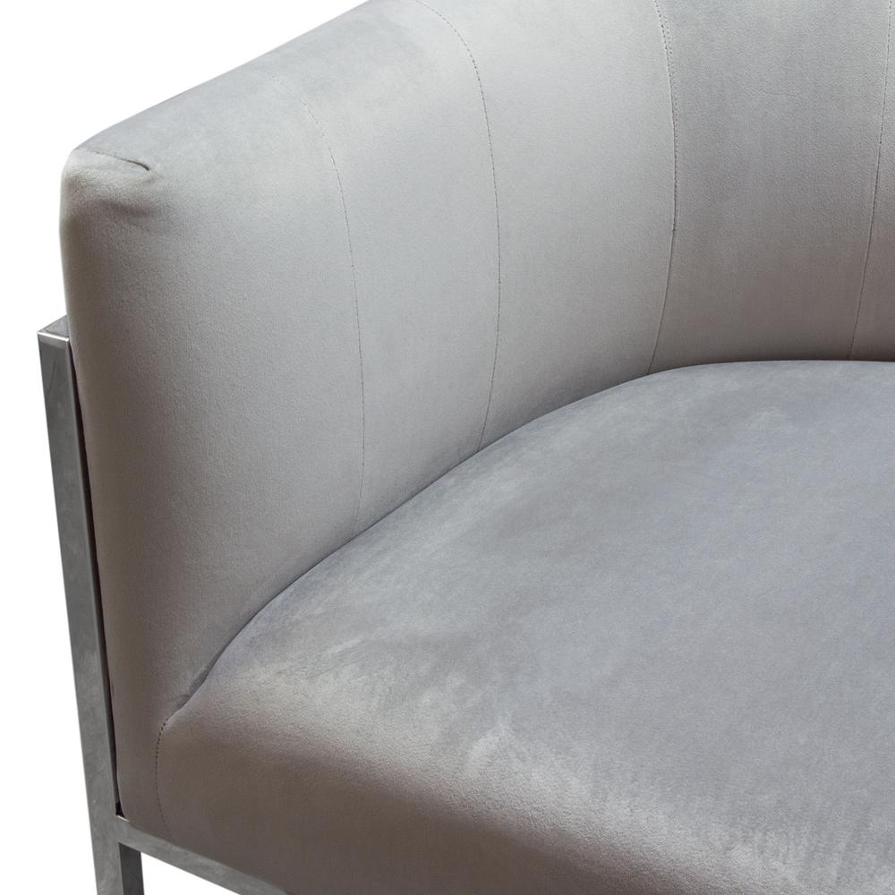 Pandora Accent Chair in Grey Velvet with Polished Silver Stainless Steel Frame by Diamond Sofa. Picture 27