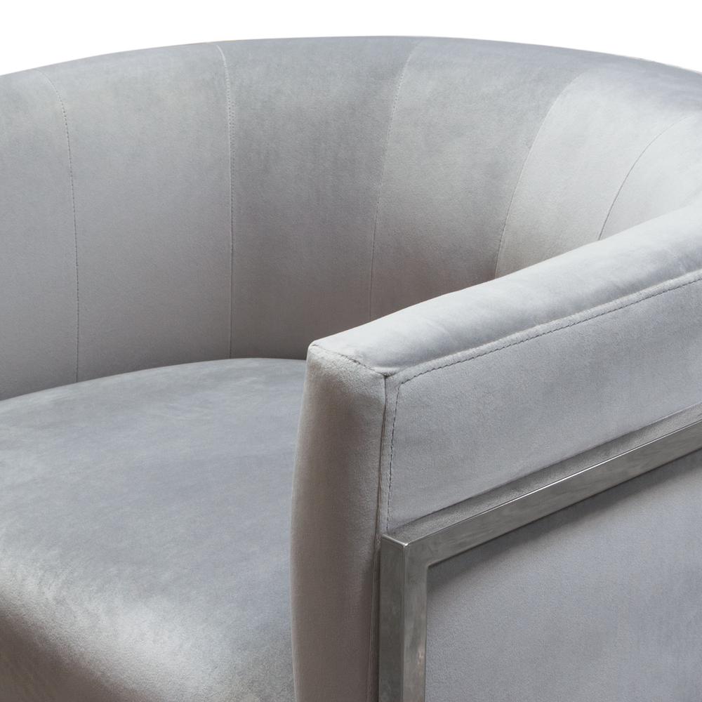 Pandora Accent Chair in Grey Velvet with Polished Silver Stainless Steel Frame by Diamond Sofa. Picture 24