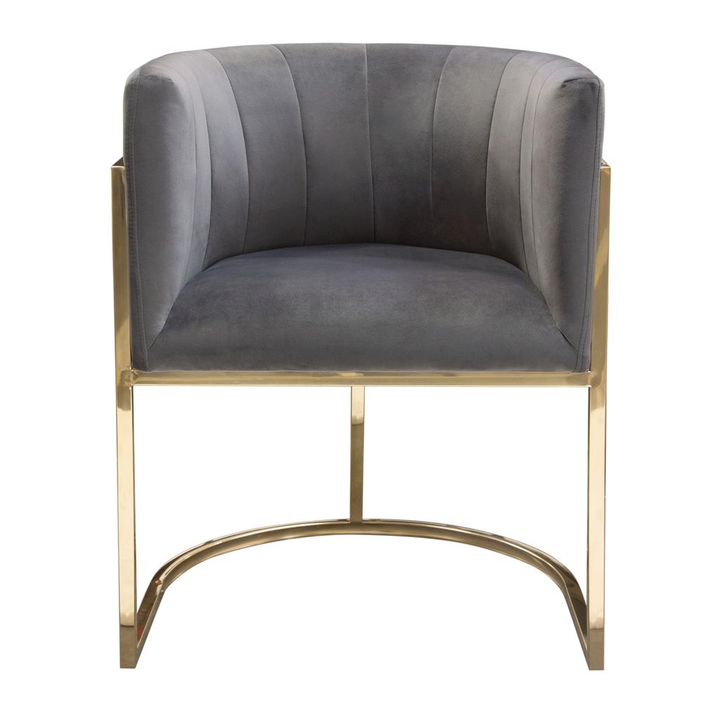 Pandora Dining Chair in Grey Velvet with Polished Gold Frame by Diamond Sofa. Picture 1