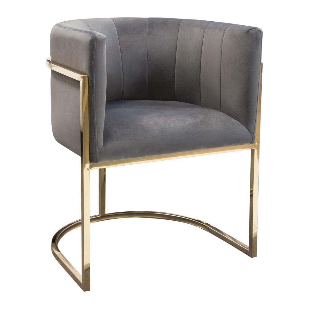 Pandora Dining Chair in Grey Velvet with Polished Gold Frame by Diamond Sofa. Picture 15