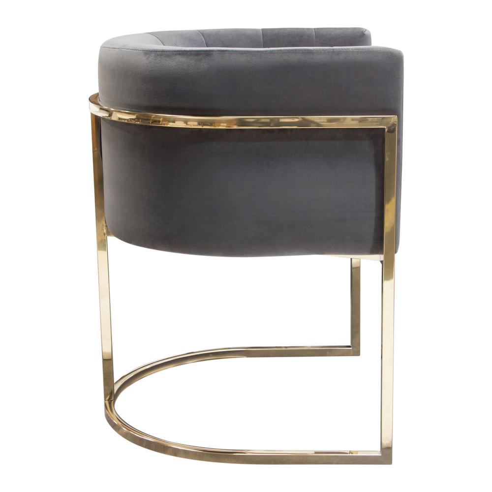 Pandora Dining Chair in Grey Velvet with Polished Gold Frame by Diamond Sofa. Picture 18