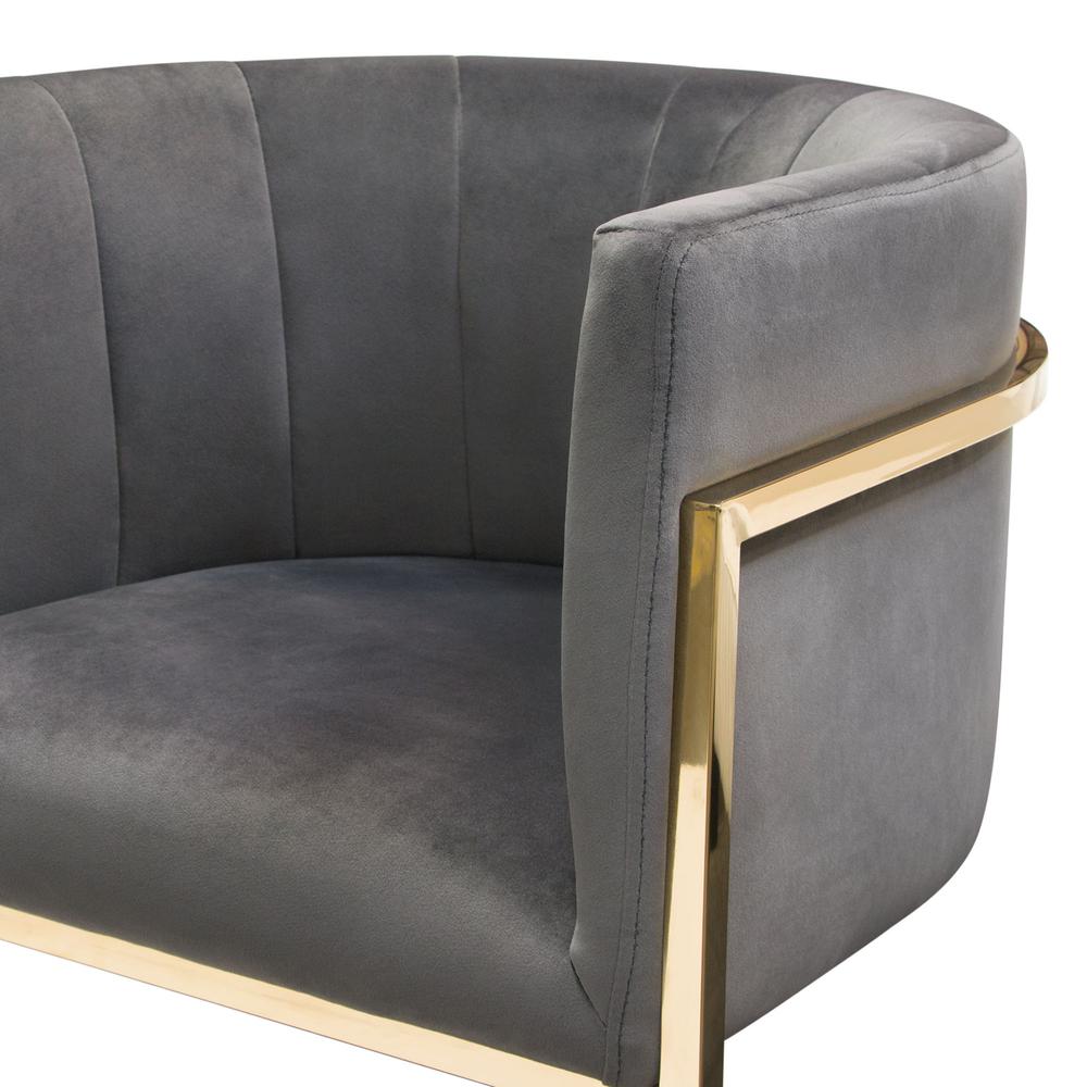 Pandora Dining Chair in Grey Velvet with Polished Gold Frame by Diamond Sofa. Picture 17