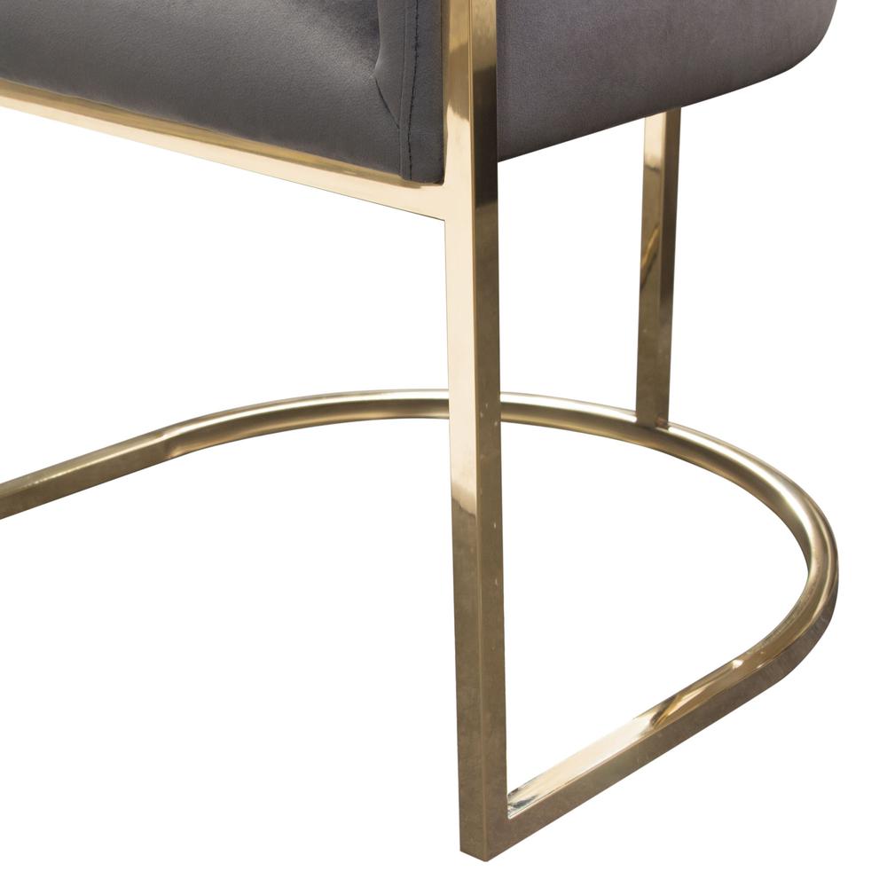 Pandora Dining Chair in Grey Velvet with Polished Gold Frame by Diamond Sofa. Picture 16
