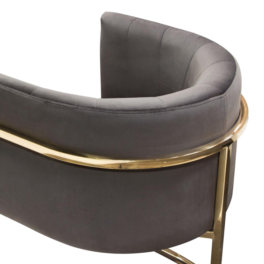 Pandora Dining Chair in Grey Velvet with Polished Gold Frame by Diamond Sofa. Picture 19