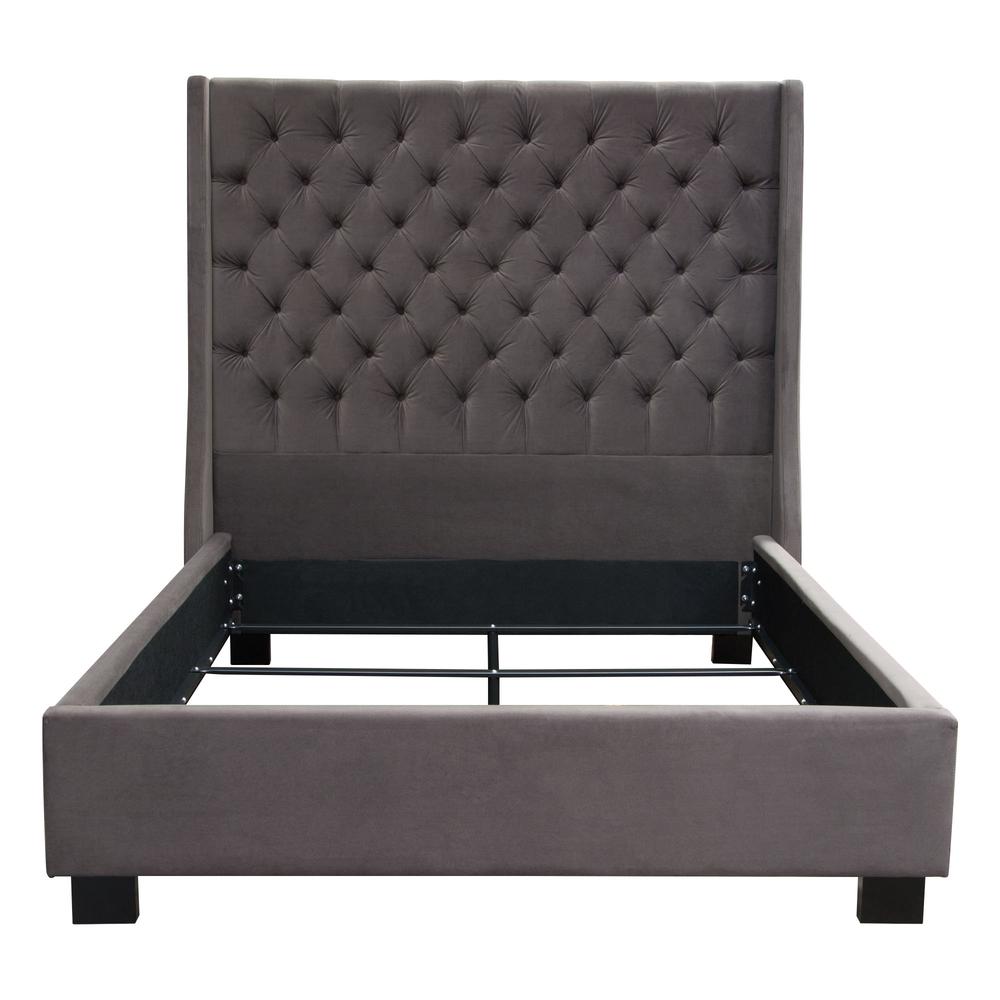 Park Avenue Eastern King Tufted Bed with Vintage Wing in Smoke Grey Velvet by Diamond Sofa. Picture 1
