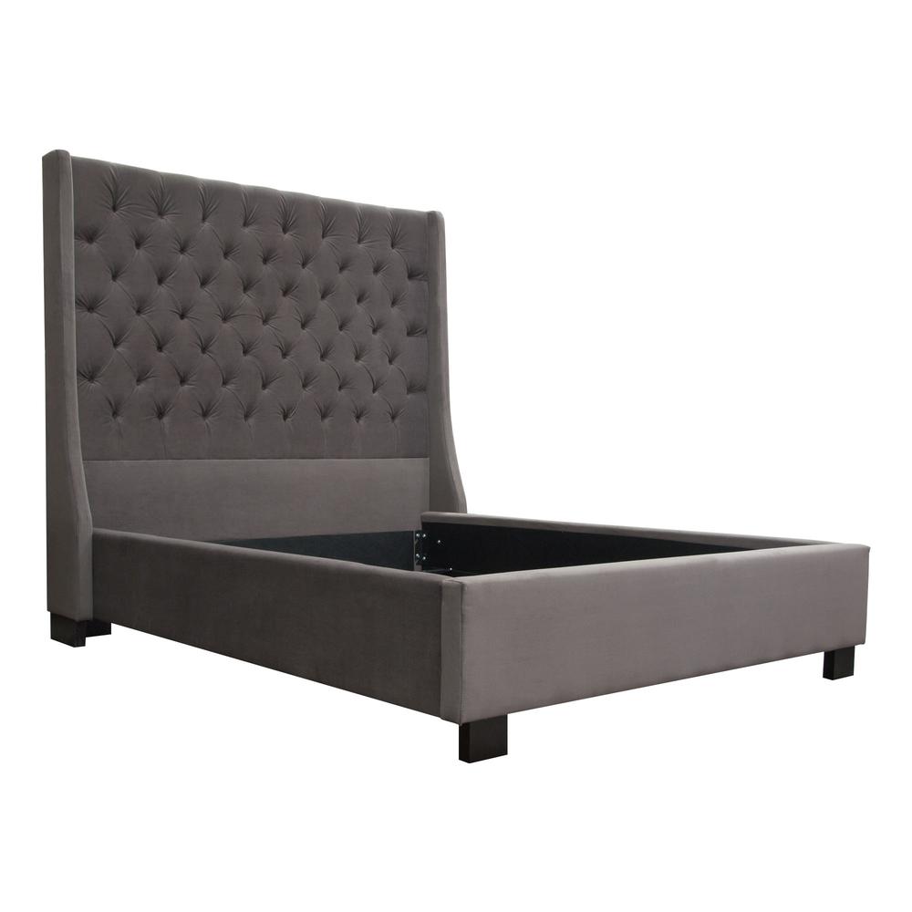 Park Avenue Eastern King Tufted Bed with Vintage Wing in Smoke Grey Velvet by Diamond Sofa. Picture 33