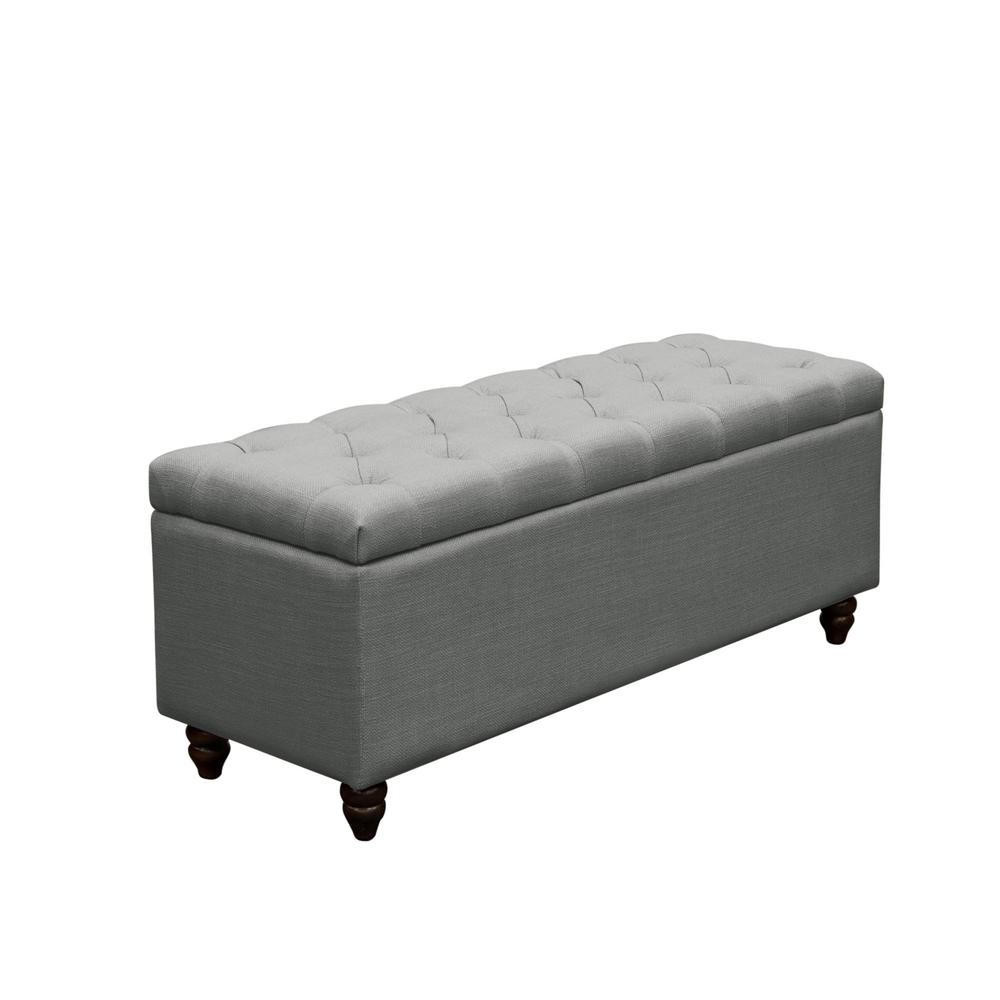 Park Ave Tufted Lift-Top Storage Trunk  - Grey Linen. Picture 13