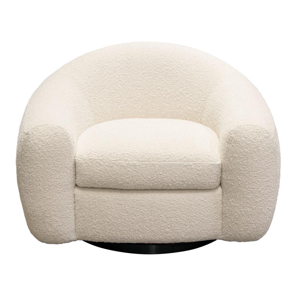 Pascal Swivel Chair in Bone Boucle Textured Fabric w/ Contoured Arms & Back by Diamond Sofa. Picture 1
