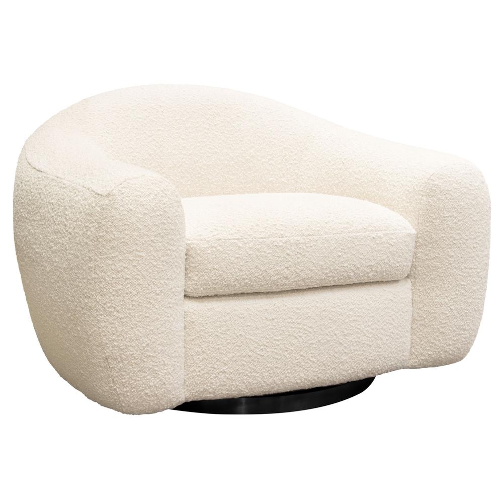 Pascal Swivel Chair in Bone Boucle Textured Fabric w/ Contoured Arms & Back by Diamond Sofa. Picture 22