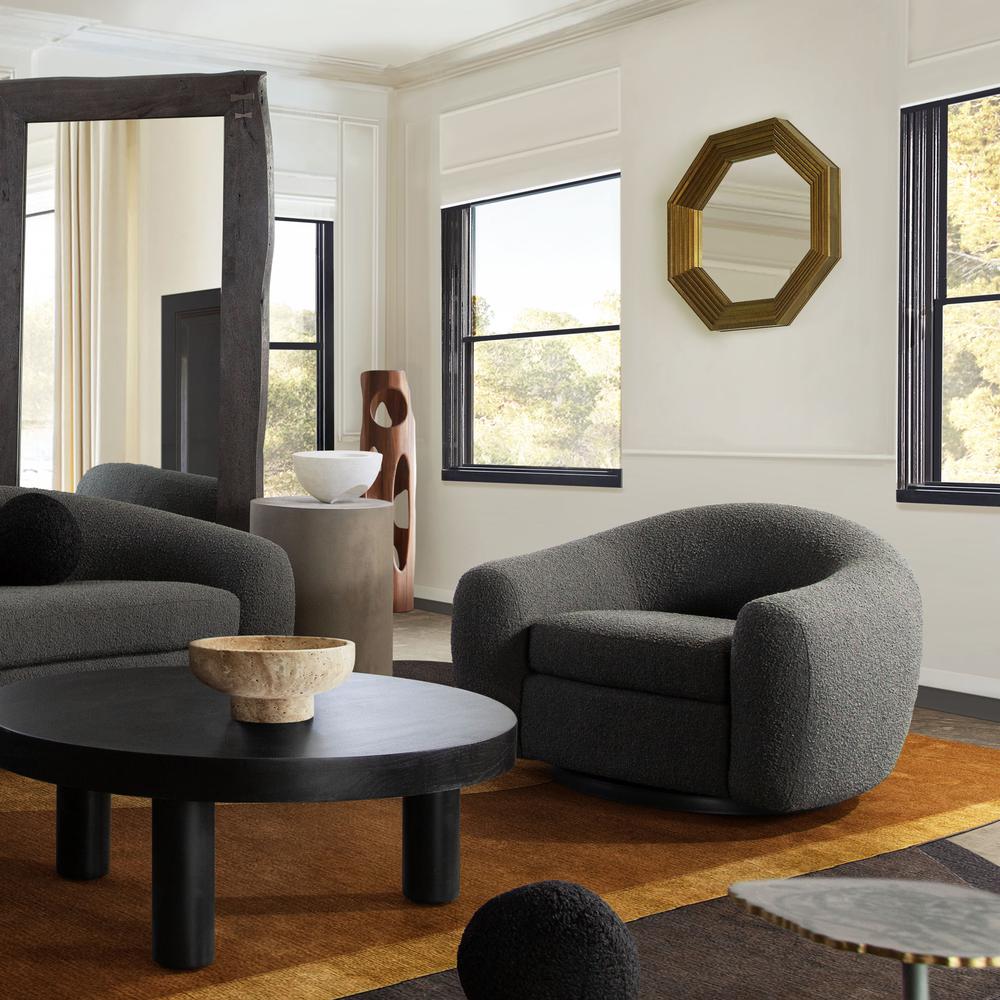 Pascal Swivel Chair in Charcoal Boucle Textured Fabric w/ Contoured Arms & Back by Diamond Sofa. Picture 23