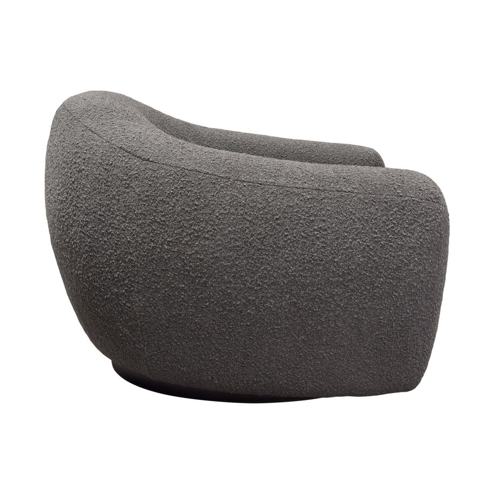 Pascal Swivel Chair in Charcoal Boucle Textured Fabric w/ Contoured Arms & Back by Diamond Sofa. Picture 17