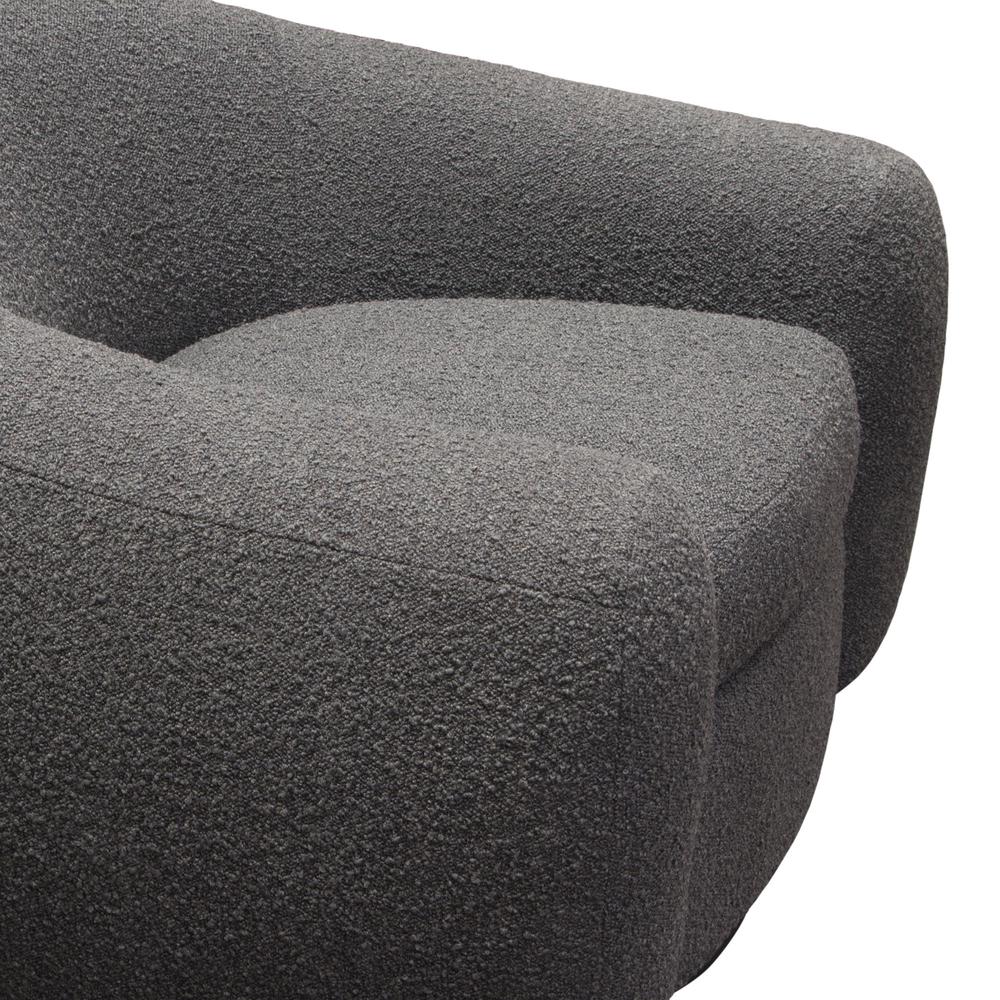 Pascal Swivel Chair in Charcoal Boucle Textured Fabric w/ Contoured Arms & Back by Diamond Sofa. Picture 19