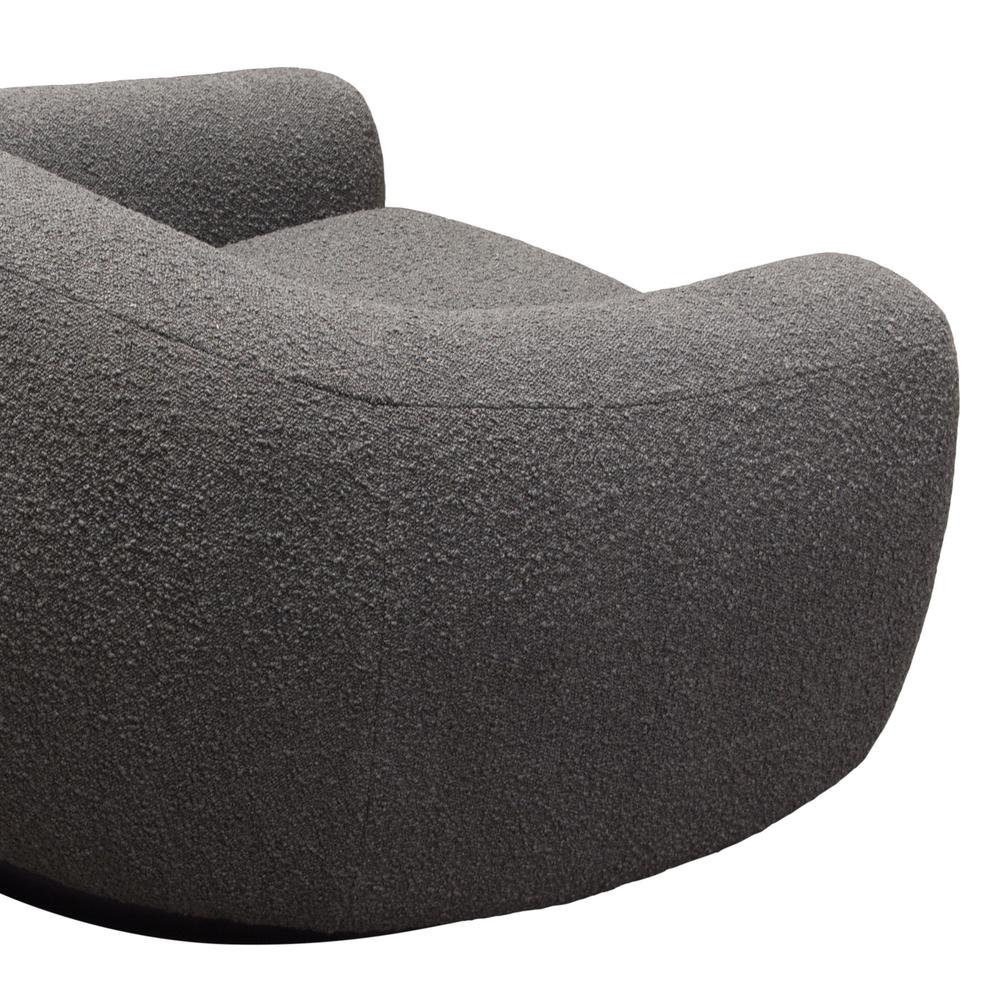 Pascal Swivel Chair in Charcoal Boucle Textured Fabric w/ Contoured Arms & Back by Diamond Sofa. Picture 21