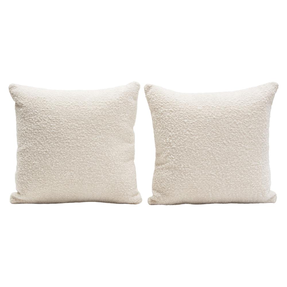 Set of (2) 16" Square Accent Pillows in Bone Boucle Textured Fabric by Diamond Sofa. Picture 1