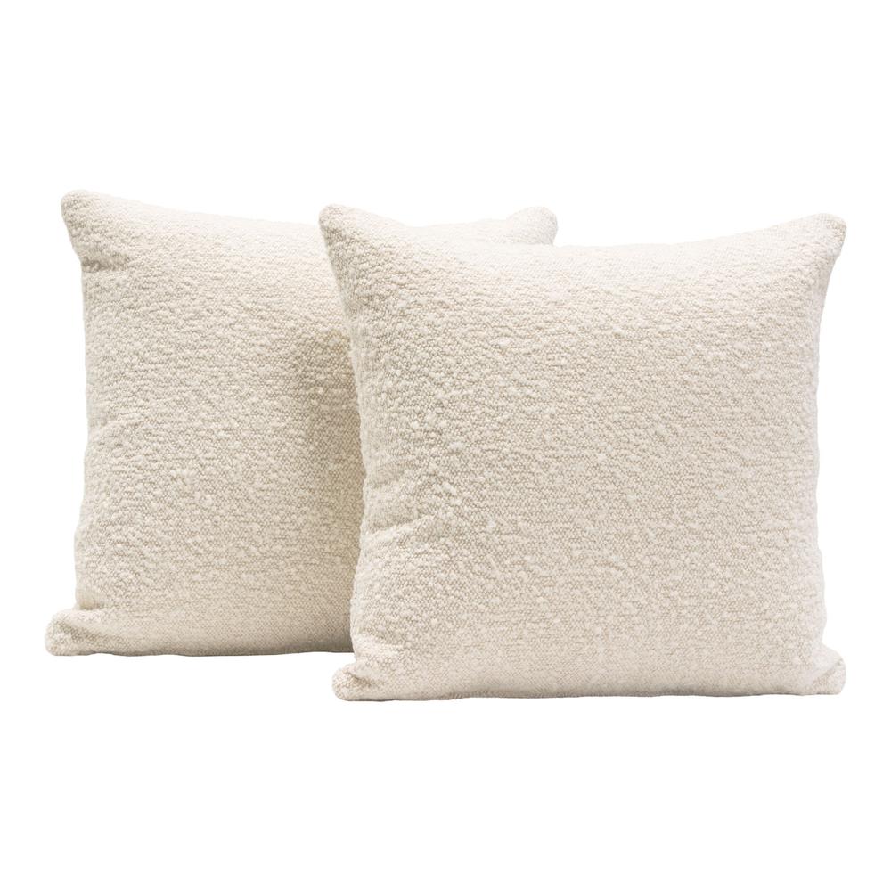 Set of (2) 16" Square Accent Pillows in Bone Boucle Textured Fabric by Diamond Sofa. Picture 9