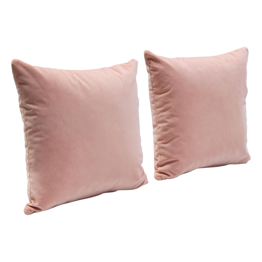 Set of (2) 16" Square Accent Pillows in Blush Pink Velvet by Diamond Sofa. Picture 16